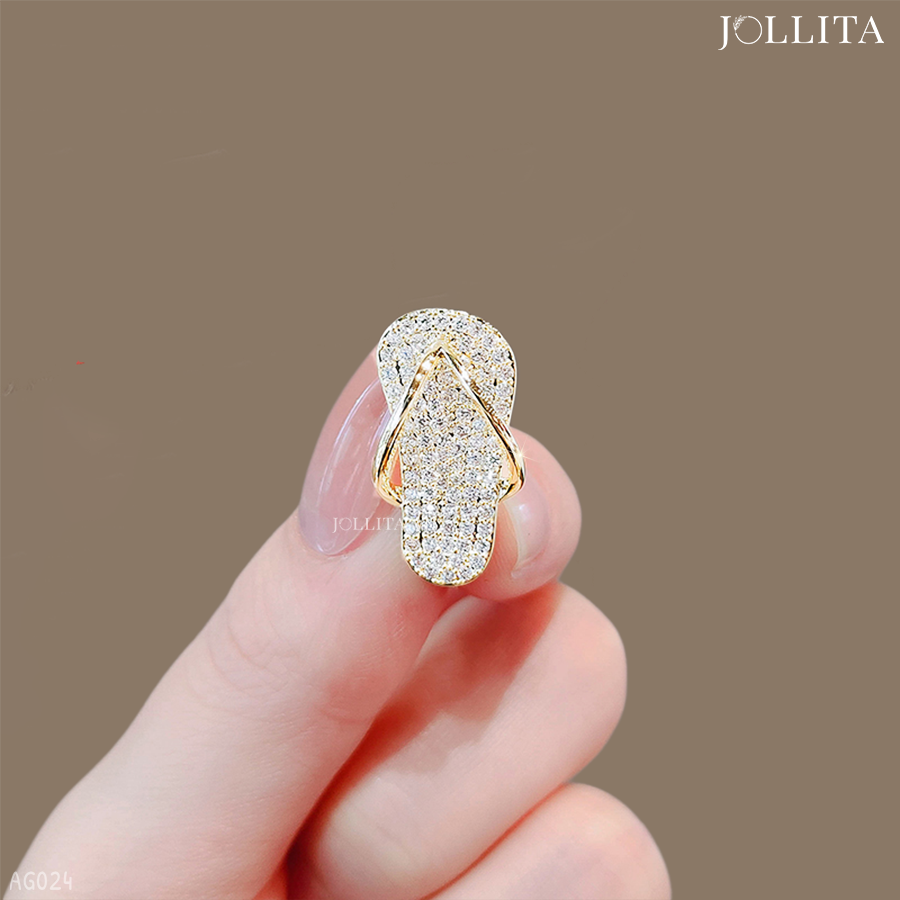 Ghim cài áo đôi dép dát đá zircon độc đáo tinh tế