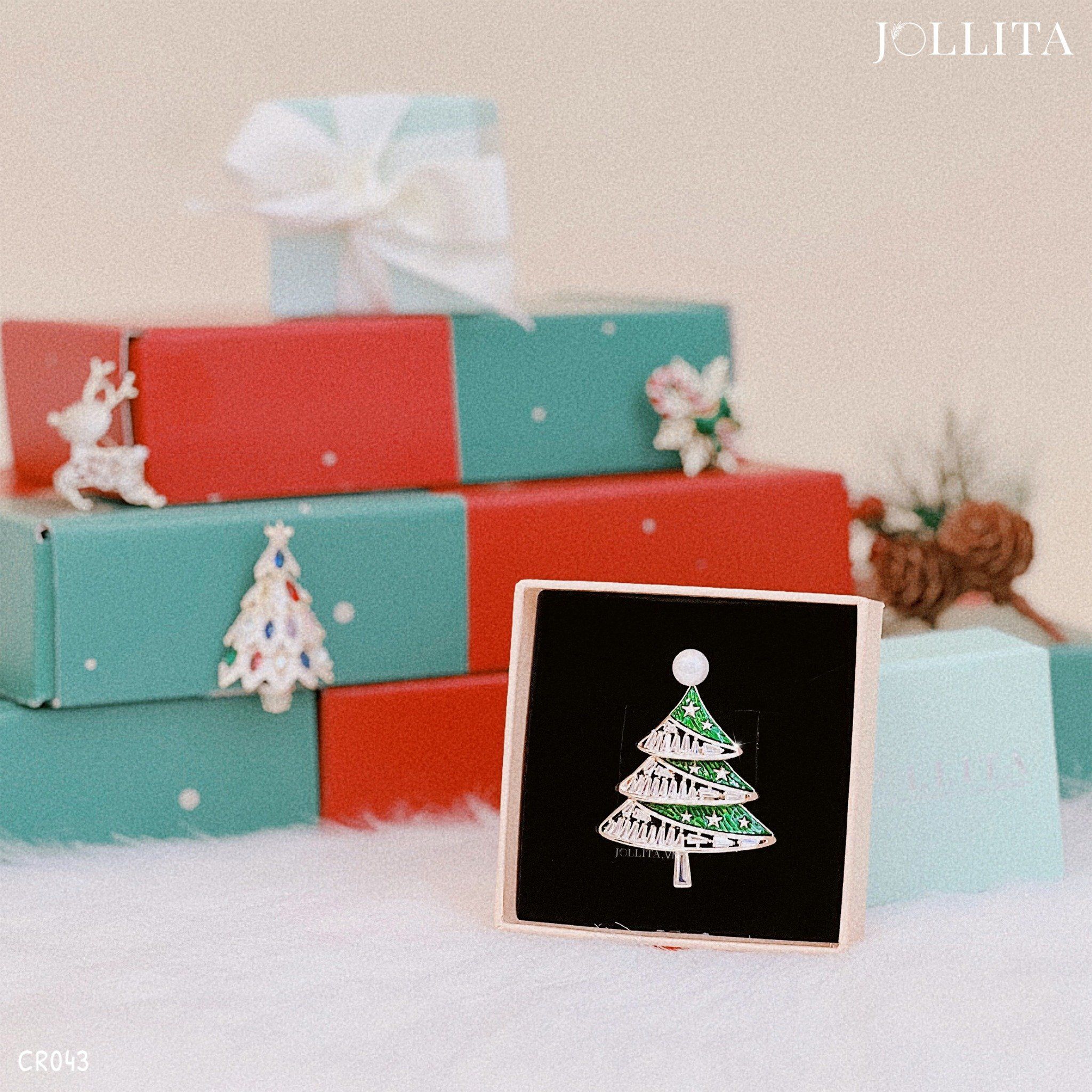 Ghim cài cây thông Noel đính đá cao cấp