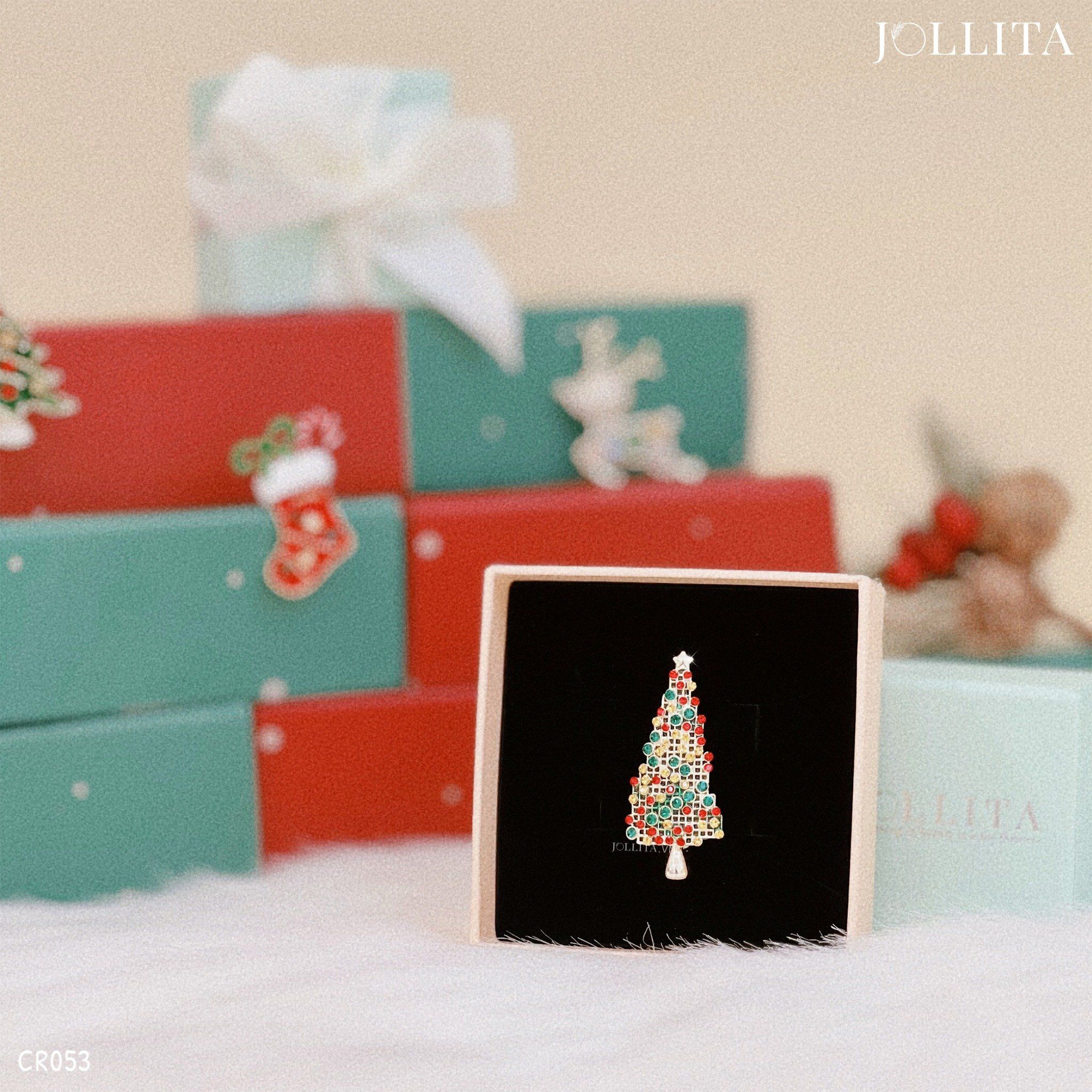Ghim cài cây thông Noel đính đá sắc màu cá tính