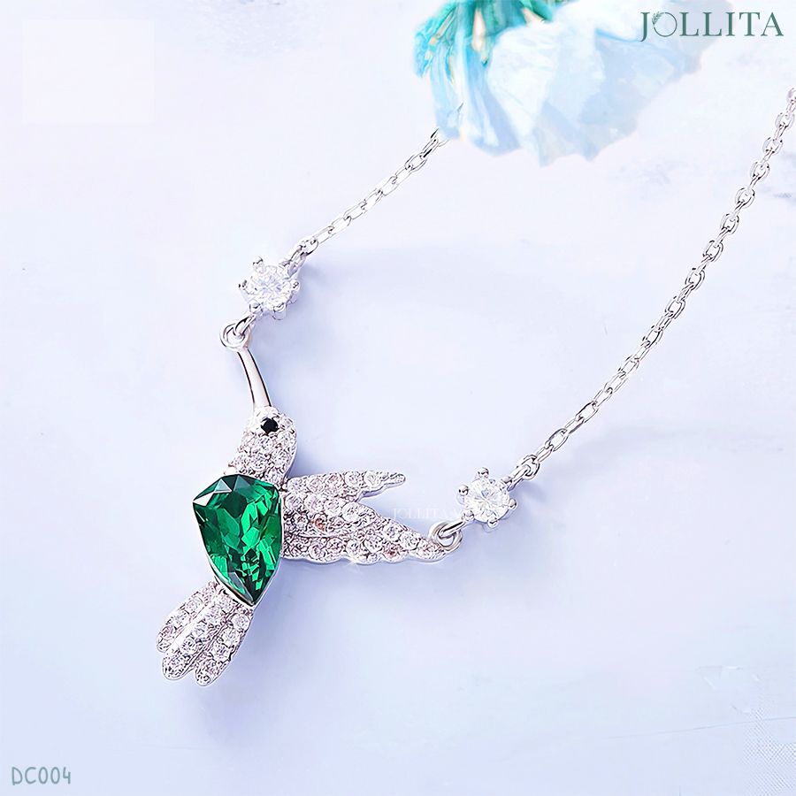 Dây chuyền mặt chim đính đá xanh ngọc bích thanh lịch sang trọng