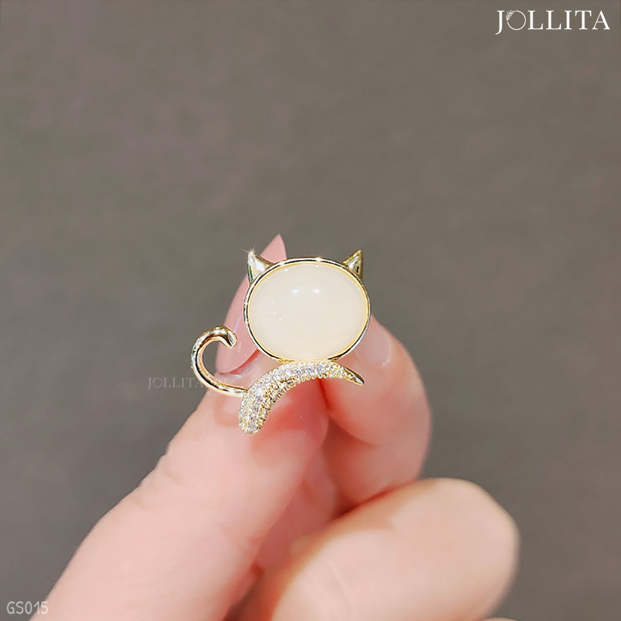 Pin cài áo mèo đá dễ thương