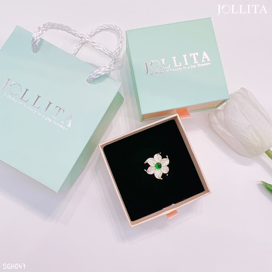 Set quà tặng 20/11 cài áo hoa đính đá xanh thanh lịch