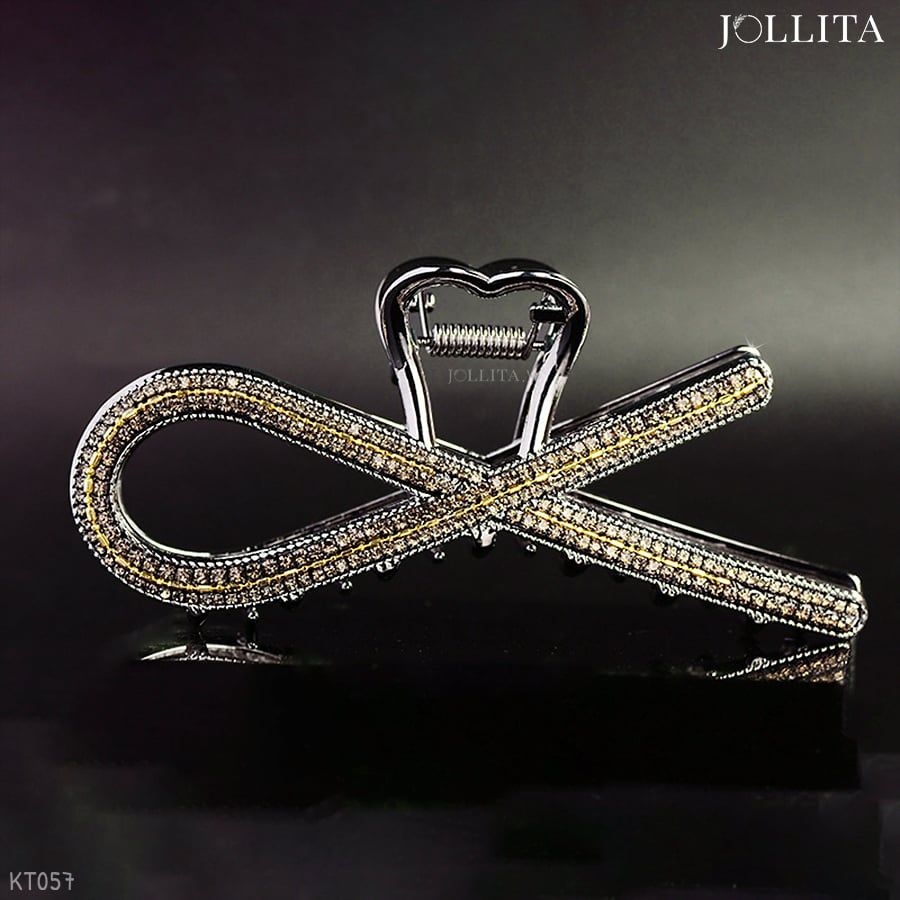 Kẹp tóc càng cua lớn cách điệu dát đá zircon cao cấp thanh lịch