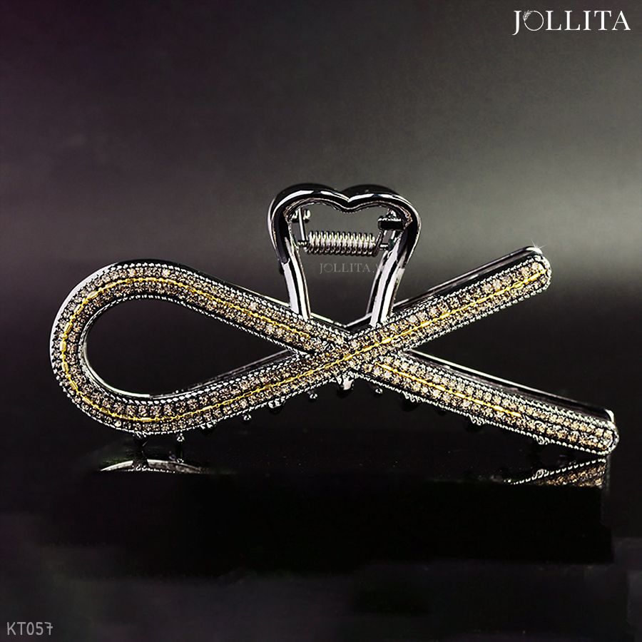 Kẹp tóc càng cua lớn cách điệu dát đá zircon cao cấp thanh lịch