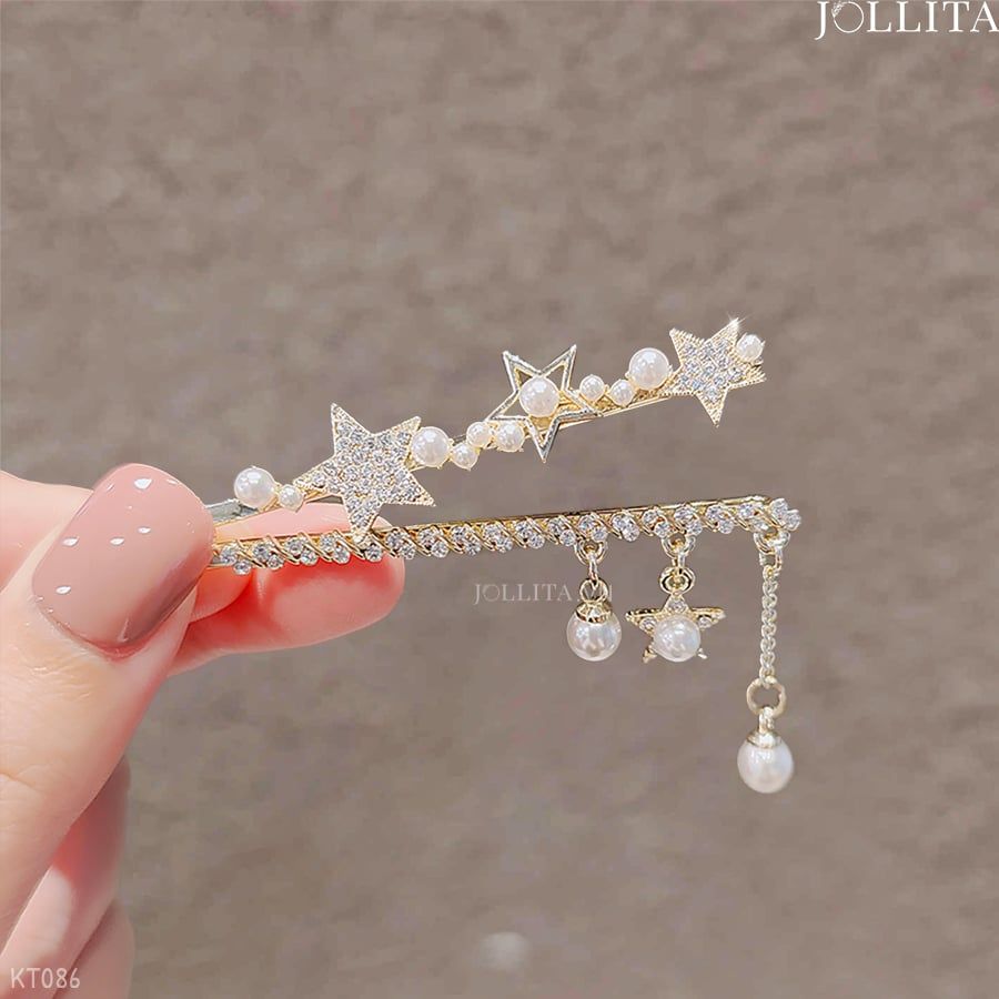 Bộ Kẹp tóc mái bầu trời sao đính dây tua rua thanh lịch