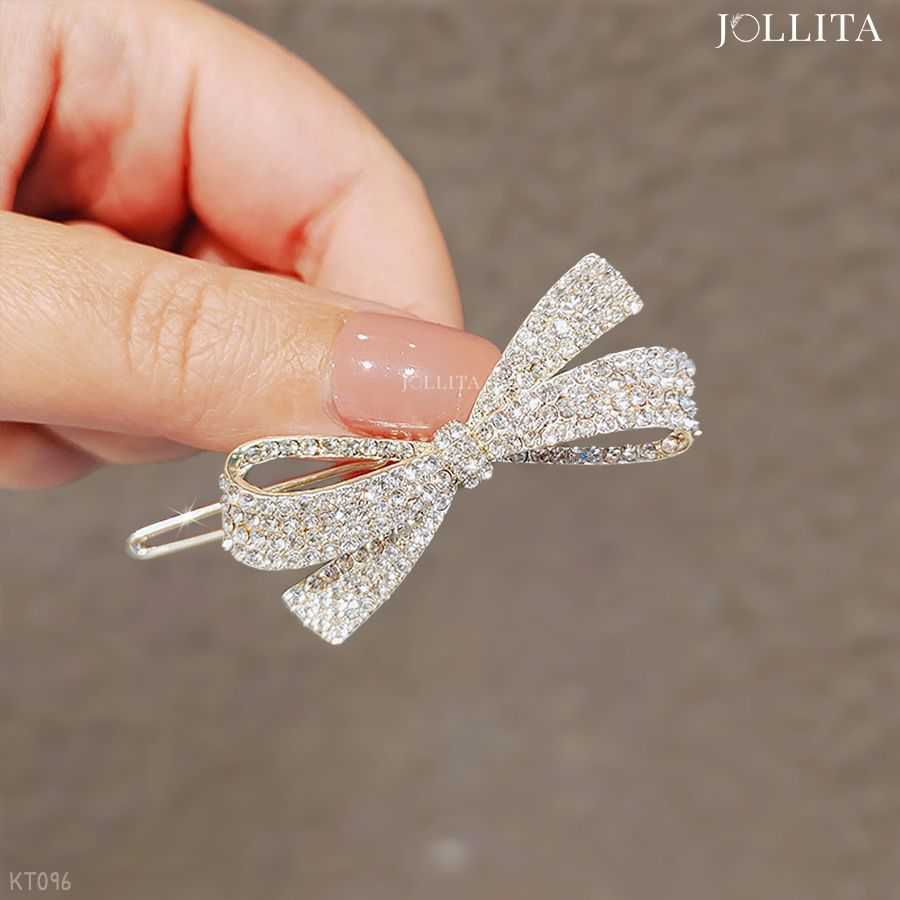 Kẹp tóc mái nơ dát đá zircon thanh lịch