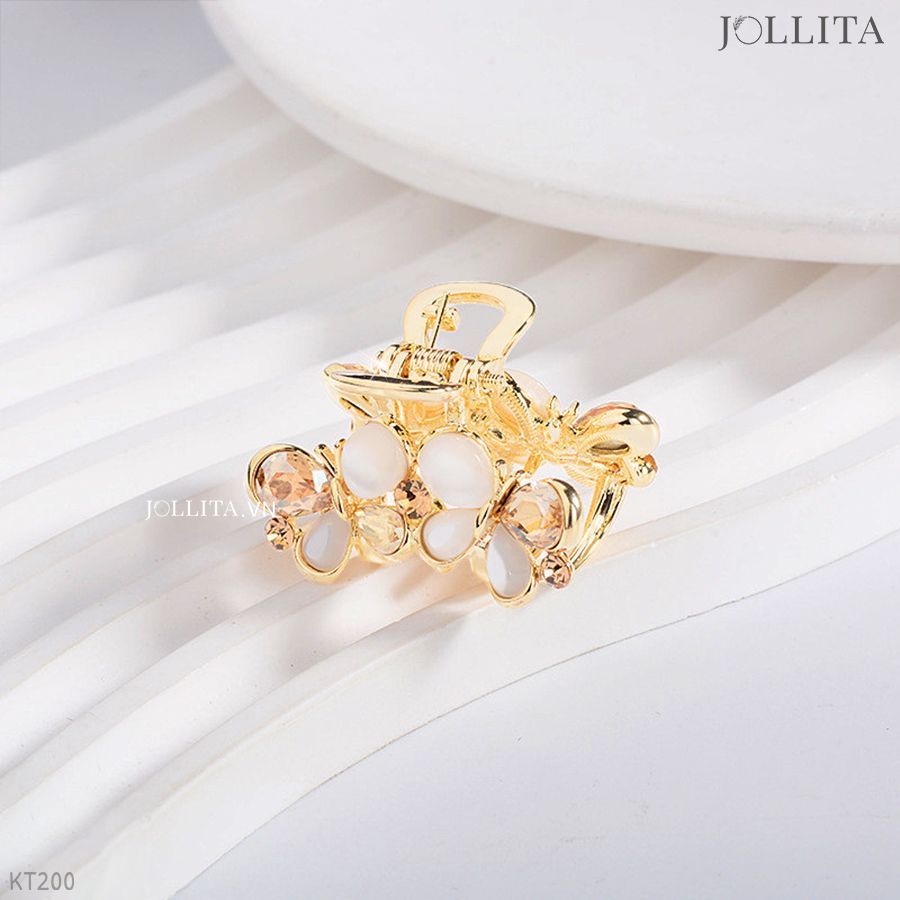 Kẹp tóc càng cua đôi bướm zircon vàng lấp lánh