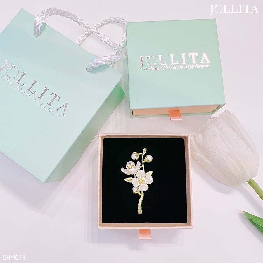 Set quà tặng 20/11 cài áo nhành hoa retro cổ điển đính đá thanh lịch