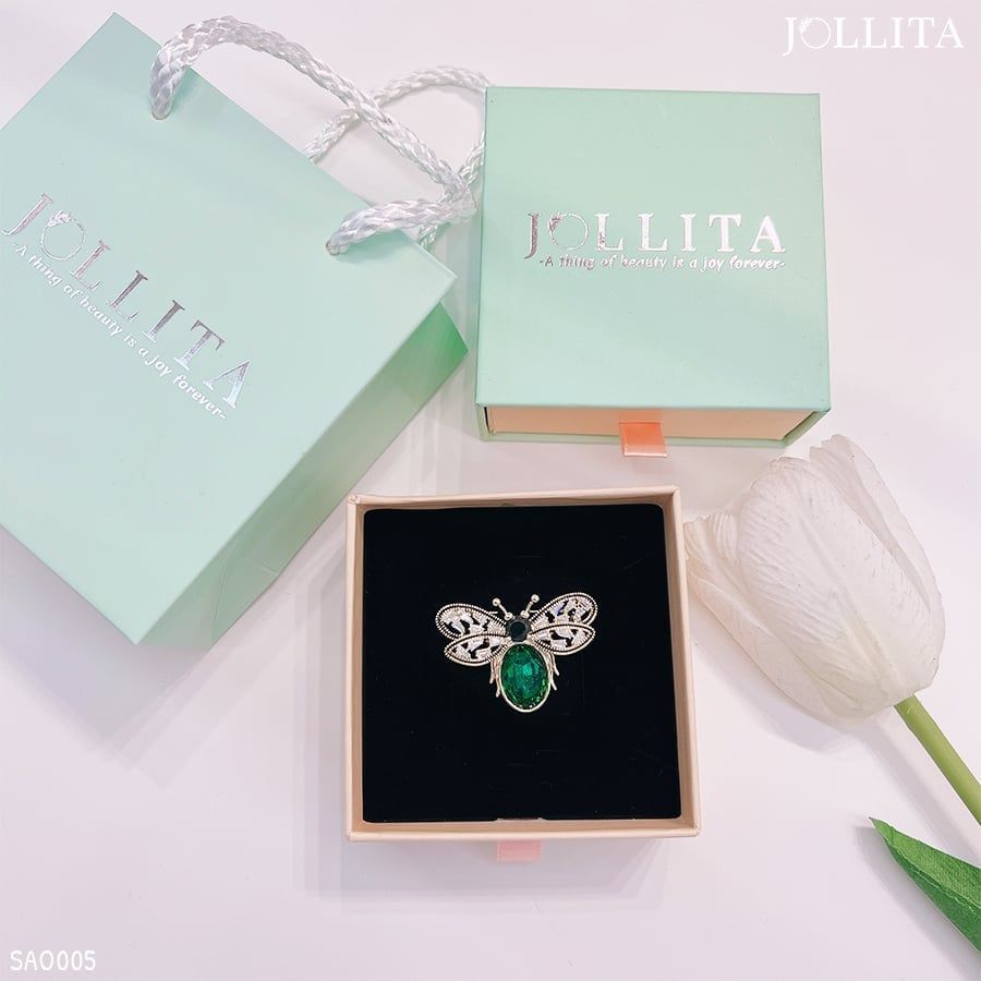 Set quà tặng 20/11 cài áo ong đính đá pha lê xanh sang trọng