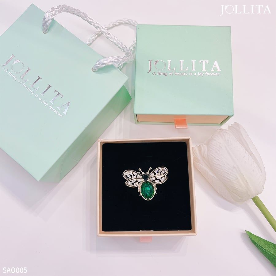 Set quà tặng 20/11 cài áo ong đính đá pha lê xanh sang trọng