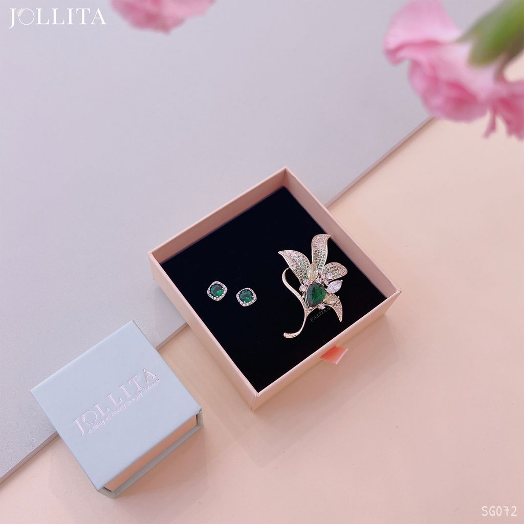 Set quà tặng 8/3 cài áo bông tai cao cấp sang trọng SG072