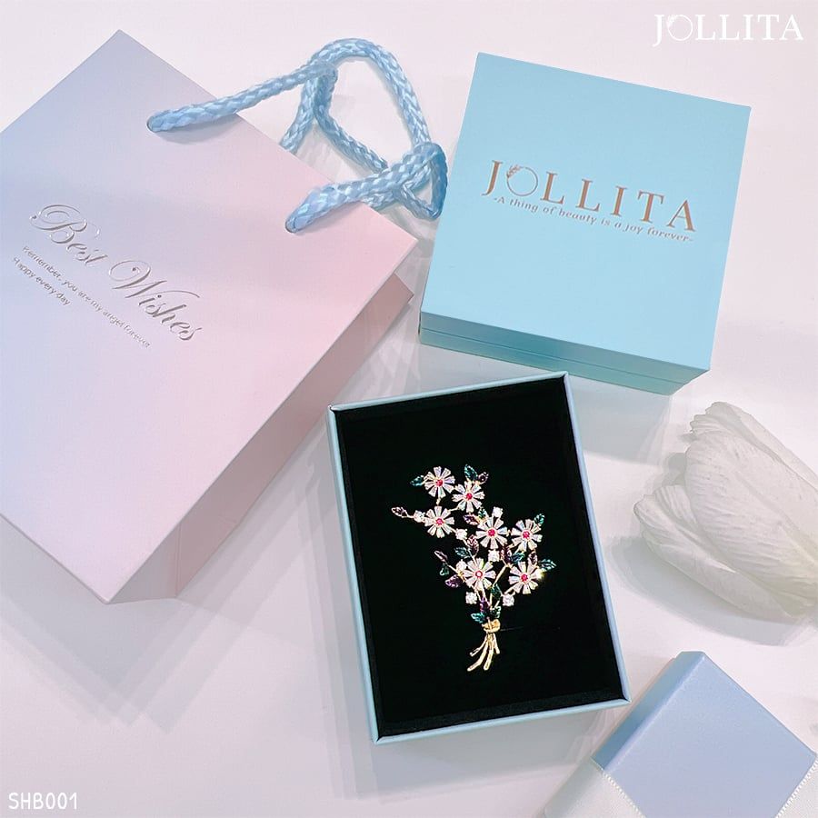 Set quà tặng 20/10 cài áo bó hoa Daisy sắc màu cao cấp