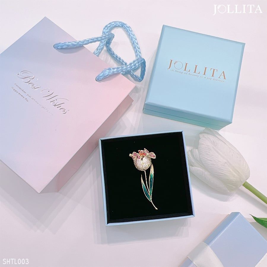 Set quà tặng 20/10 cài áo Hoa tulip phối màu hàn quốc sang trọng