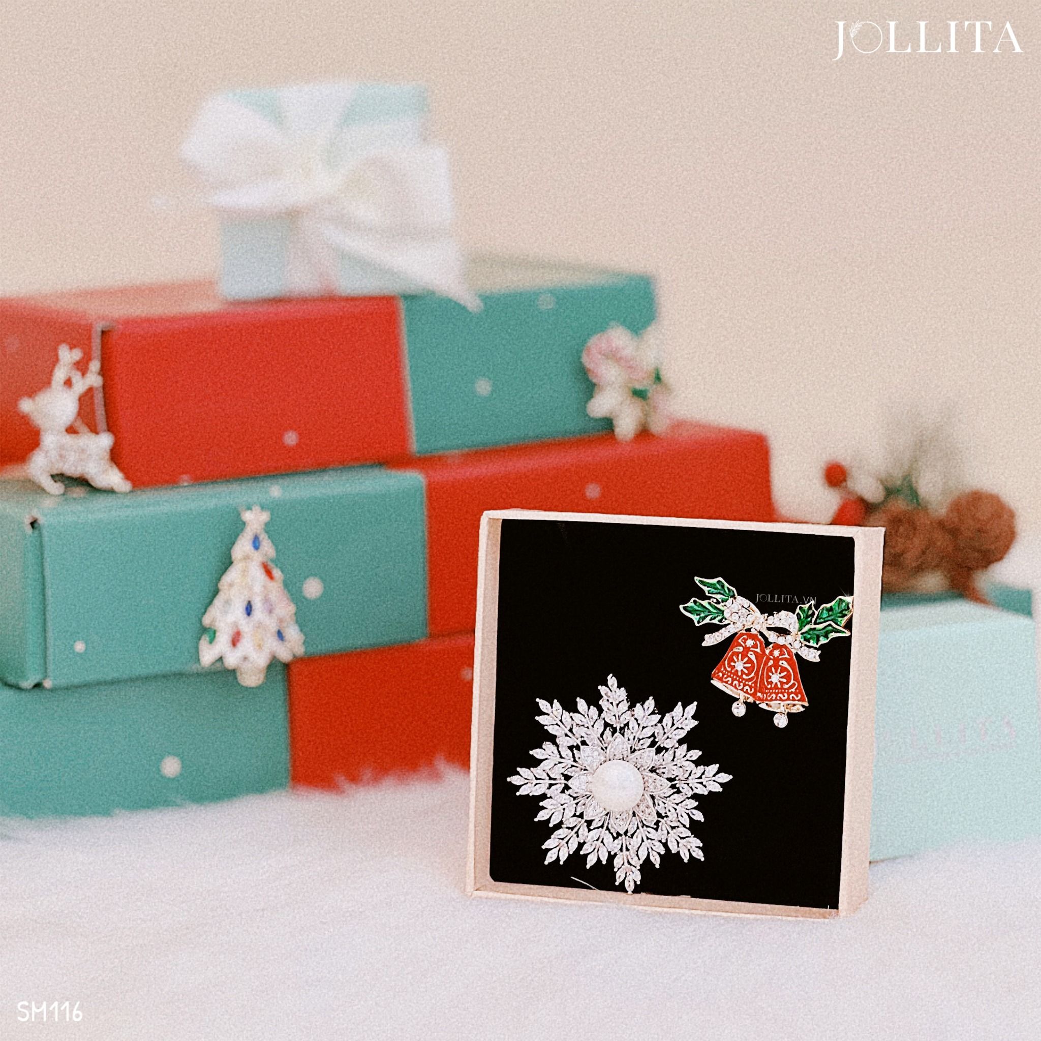 Set quà tặng Noel cài áo cao cấp sang trọng 116