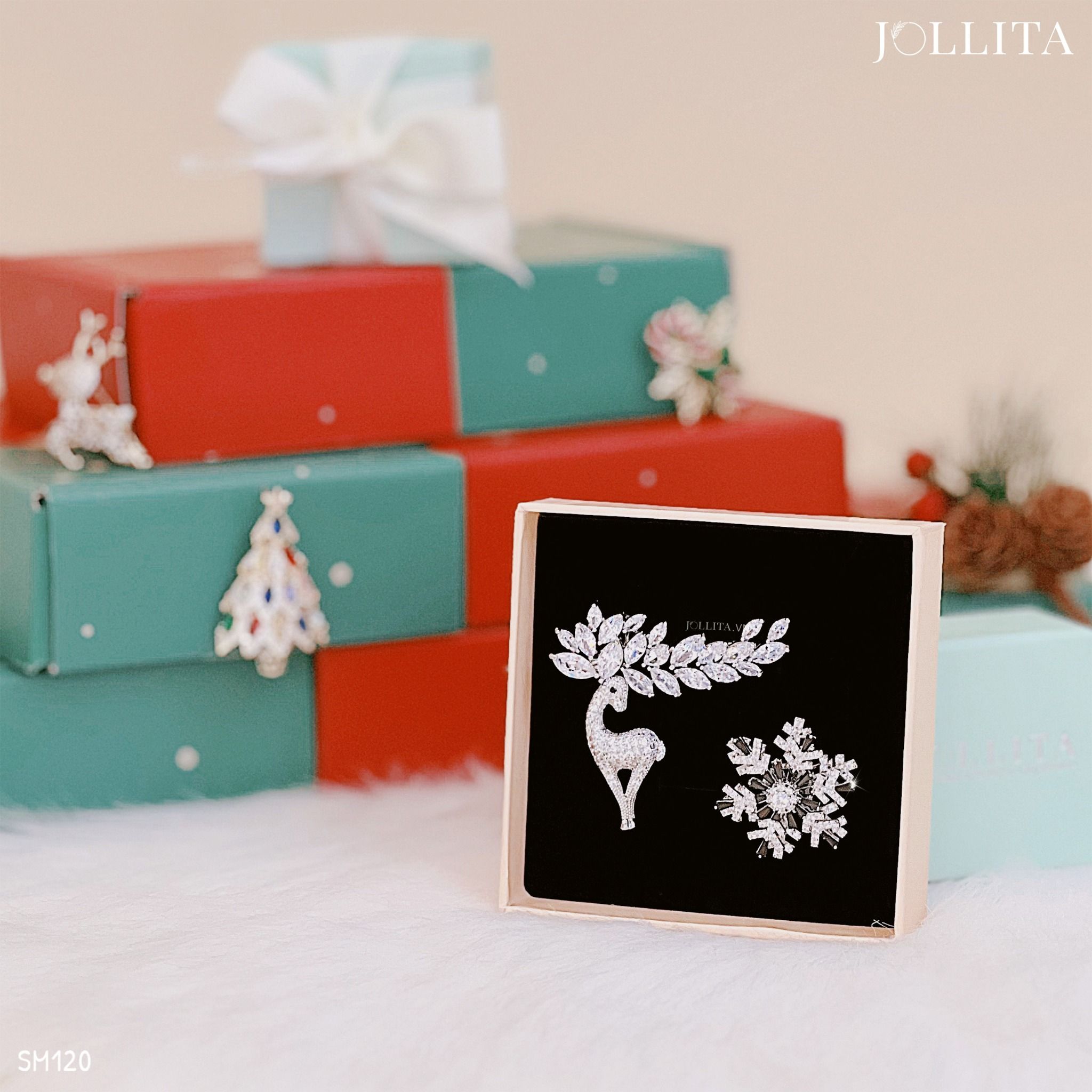 Set quà tặng Noel cài áo cao cấp sang trọng 120