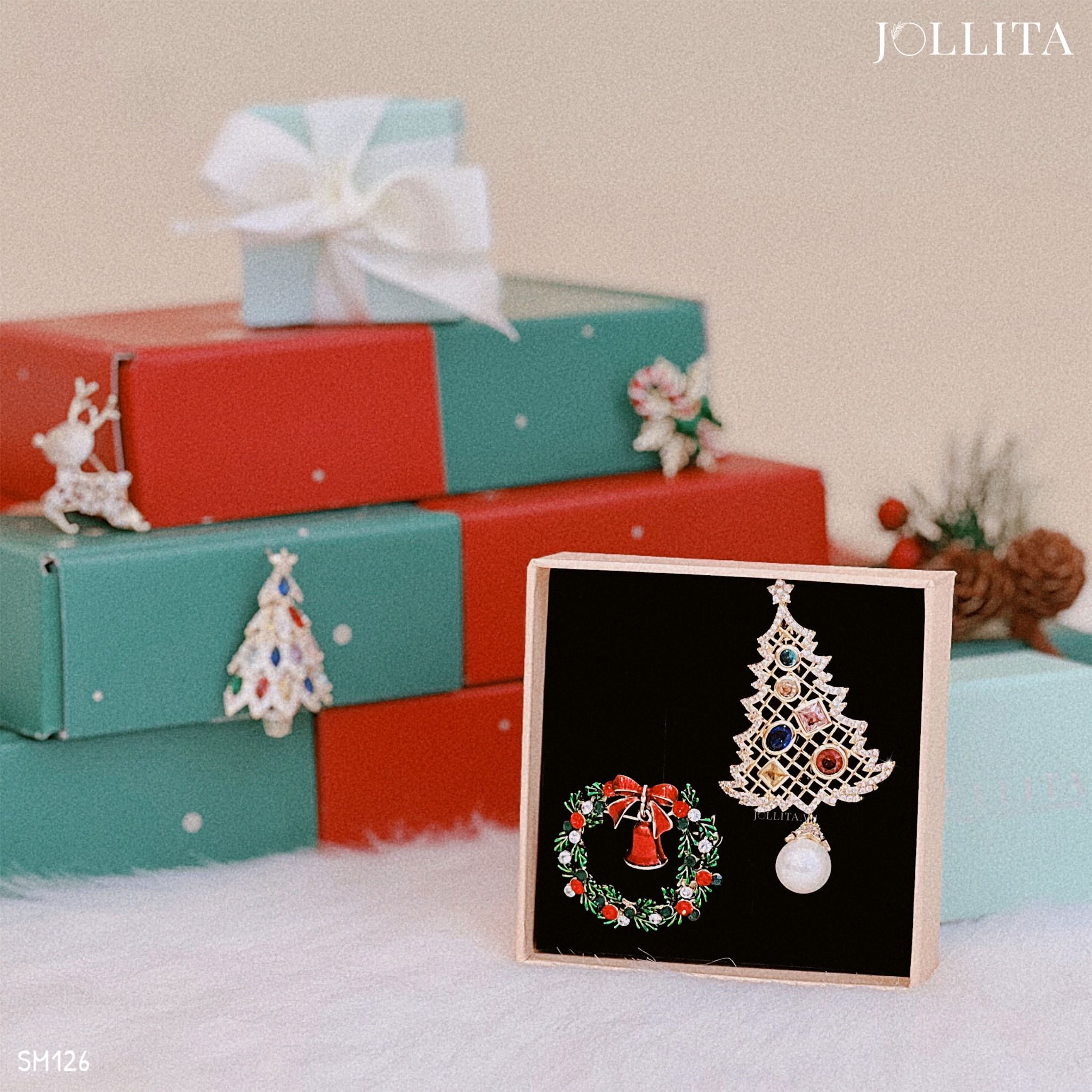 Set quà tặng Noel cài áo cao cấp sang trọng 126