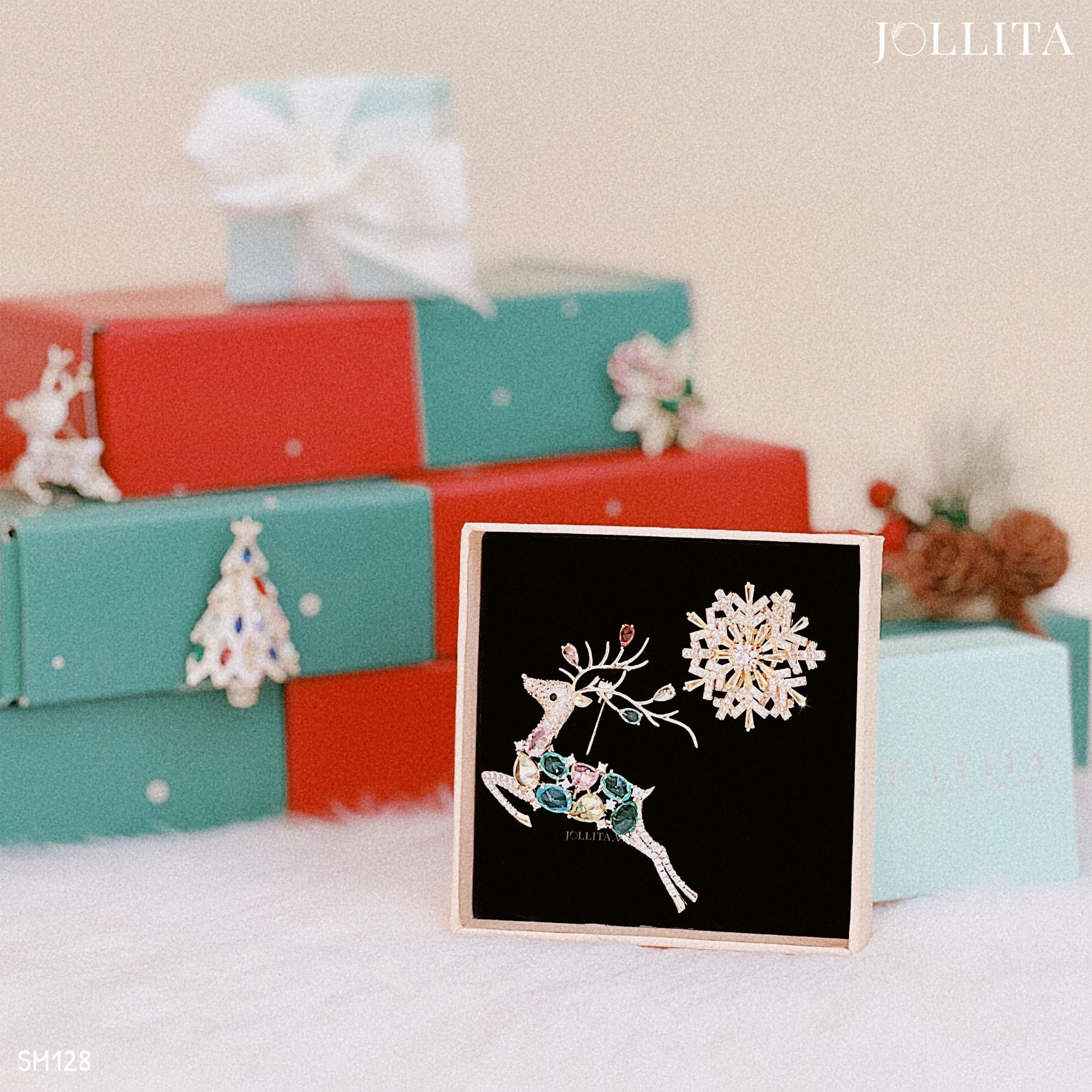 Set quà tặng Noel cài áo cao cấp sang trọng 128