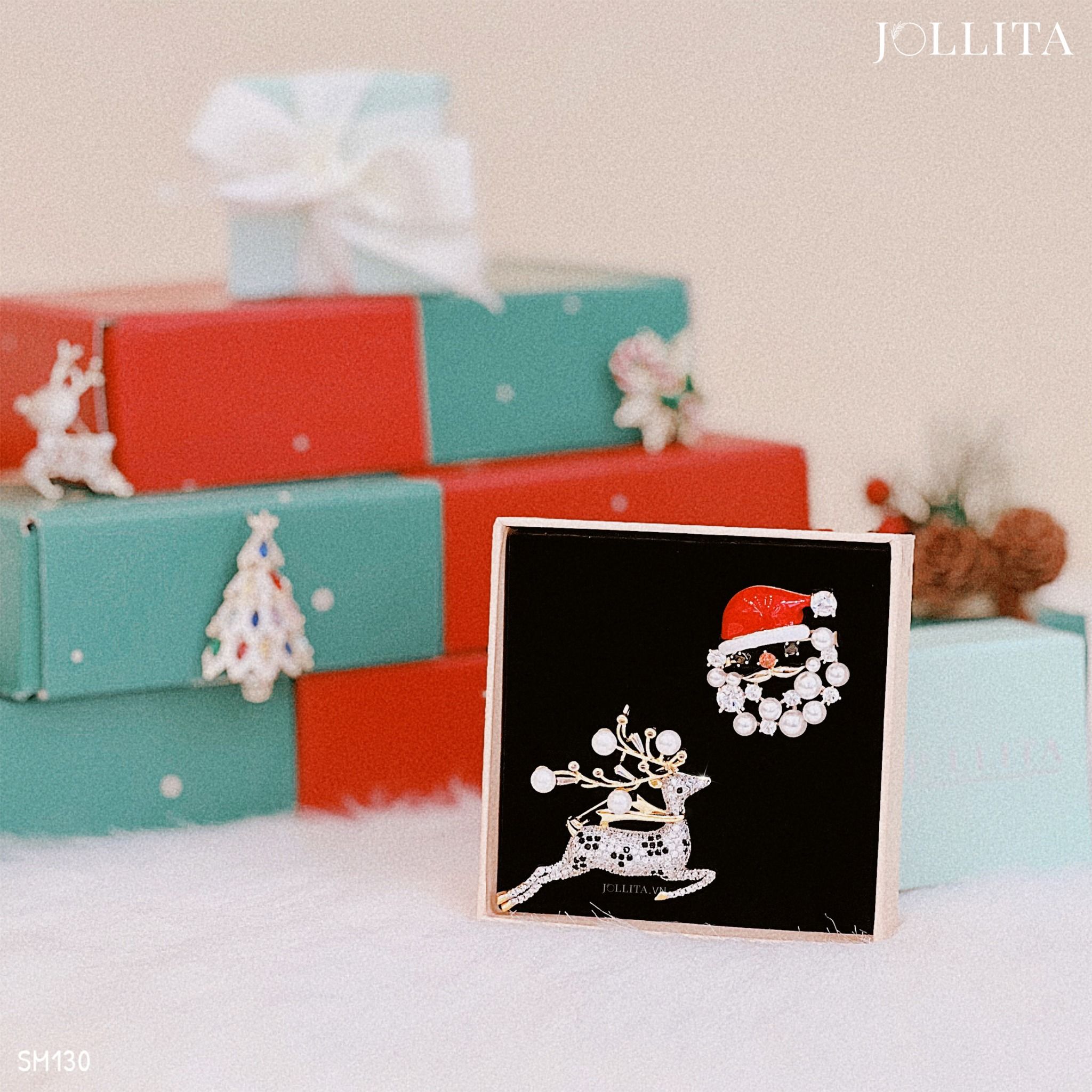 Set quà tặng Noel cài áo cao cấp sang trọng 130