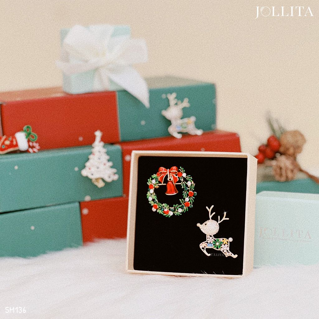 Set quà tặng Noel cài áo cao cấp sang trọng 136
