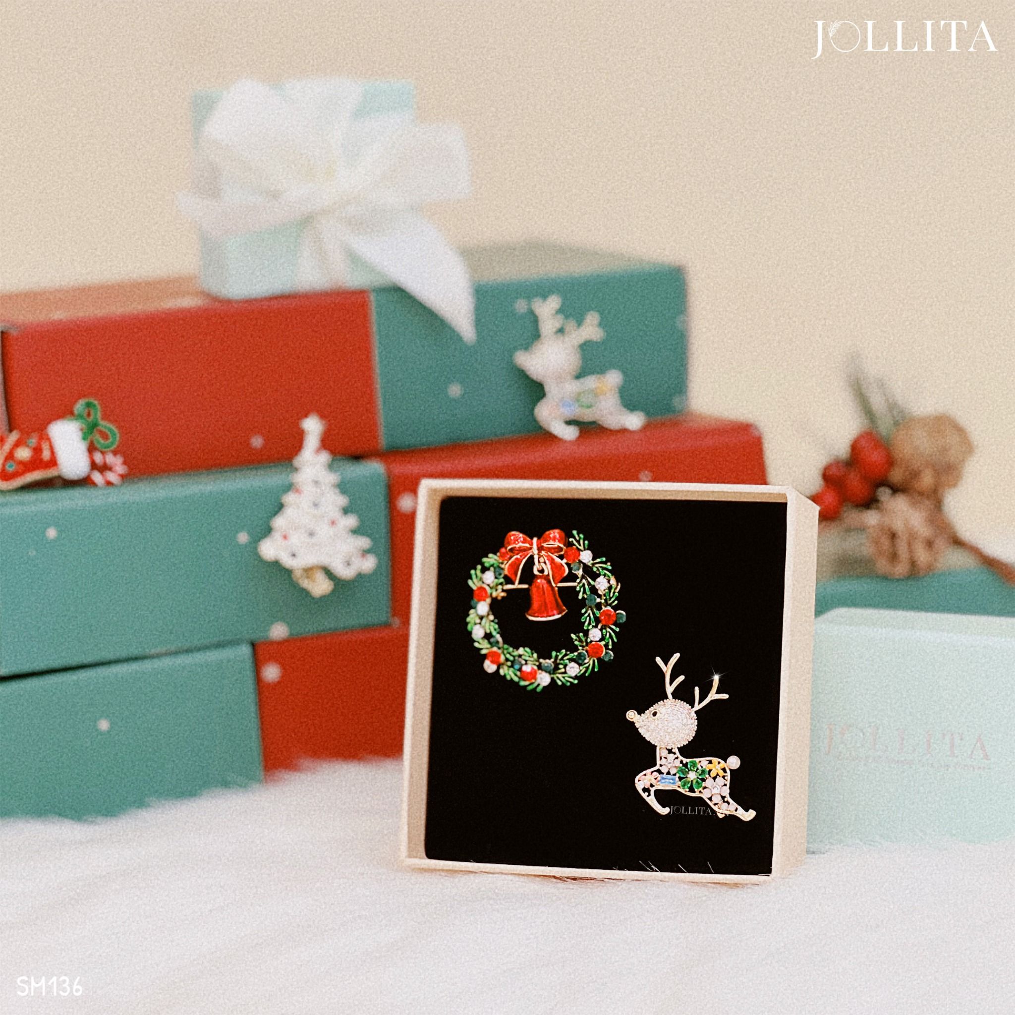 Set quà tặng Noel cài áo cao cấp sang trọng 136
