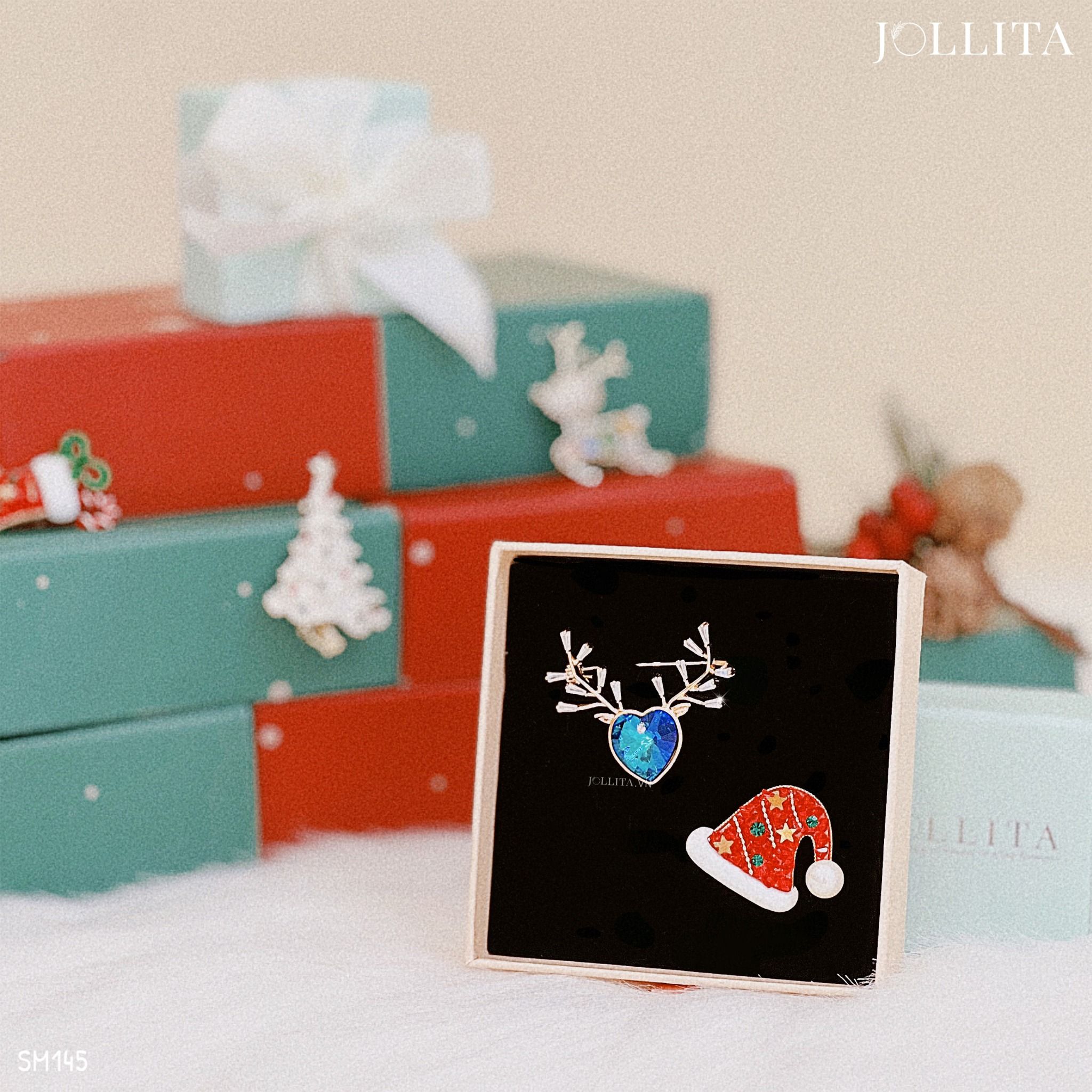Set quà tặng Noel cài áo cao cấp sang trọng 145