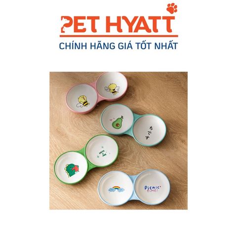  Bát Ăn Gốm Đôi Hình Hoạt Hình Cho Thú Cưng 