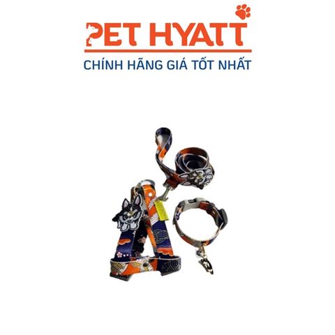  Bộ Dây Dắt Kèm Vòng Cổ Và Yếm Ngực Hình Husky Xanh Cho Thú Cưng 