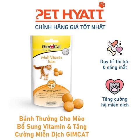  Bánh Thưởng Cho Mèo Bổ Sung Vitamin & Tăng Cường Miễn Dịch GIMCAT Multi-Vitamin Tabs 