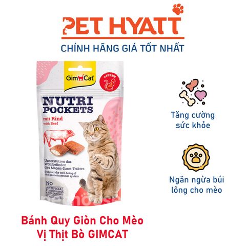  Bánh Quy Giòn Cho Mèo Vị Thịt Bò GIMCAT Nutri Pockets With Beef & Malt 
