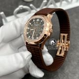 Đồng Hồ Patek Philippe Aquanaut 5068R-001 Rep 1:1 Chế Tác Vỏ Vàng Khối 18K Niềng Bezel Độ Kim Cương Thiên Nhiên Mặt Nâu Dây Cao Su