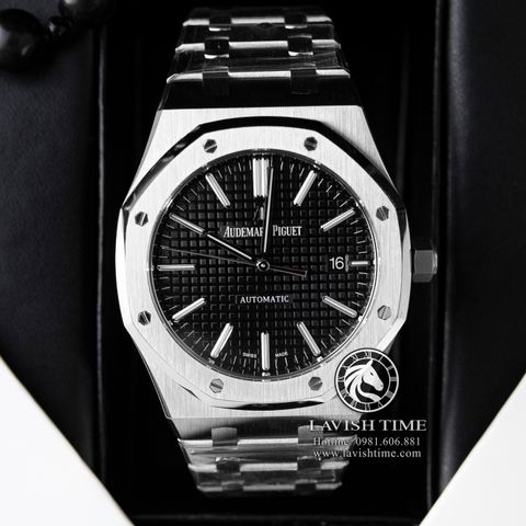 Đồng Hồ Audemars Piguet Royal Oak 15400ST.OO.1220ST.01 Rep 1:1 Chế Tác Vỏ Bạc Mặt Đen Dây Kim Loại