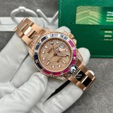 Đồng Hồ Rolex Yacht-Master 126655 Rep 1:1 Chế Tác Vỏ Vàng Khối 18K Niềng Bezel Đính Ruby Xanh Và Hồng Mặt Số Độ Kim Cương Thiên Nhiên Dây Kim Loại