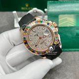 Đồng Hồ Rolex Yacht-Master 126655 Rep 1:1 Chế Tác Vỏ Vàng Khối 18K Niềng Bezel Đính Ruby Cầu Vồng Mặt Số Độ Kim Cương Thiên Nhiên Dây Cao Su