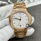 Đồng Hồ Patek Philippe Nautilus 7118/1200R-001 Rep 1:1 Chế Tác Vỏ Vàng Khối 18K Niềng Bezel Độ Kim Cương Thiên nhiên Mặt Trắng Dây Kim Loại