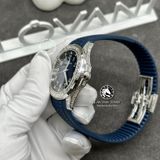 Đồng Hồ Patek Philippe Aquanaut 5168G-001 Rep 1:1 Chế Tác Vỏ Vàng Trắng 18K Niềng Bezel Đính Kim Cương Thiên Nhiên Mặt Xanh Dương Dây Cao Su