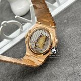 Đồng Hồ Patek Philippe Nautilus 5724R-001 Rep 1:1 Chế Tác Vỏ Vàng Khối 18K Niềng Bezel Đính Kim Cương Thiên Nhiên Mặt Nâu Dây Kim Loại