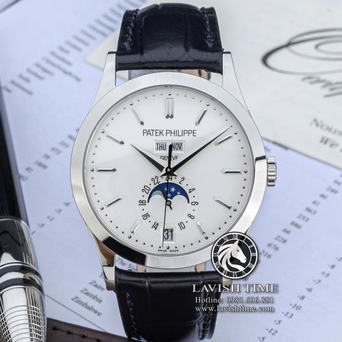 Đồng Hồ Patek Philippe Complications 5396G-011 Rep 1:1 Chế Tác Vỏ Bạc Mặt Trắng Dây Da