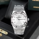 Đồng Hồ Audemars Piguet Royal Oak 15500ST.OO.1220ST.04 Rep 1:1 Chế Tác Vỏ Bạc Độ Viền Bezel Kim Cương Thiên Nhiên - Moissanite Mặt Trắng Dây Kim Loại