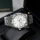 Đồng Hồ Audemars Piguet Royal Oak 15500ST.OO.1220ST.04 Rep 1:1 Chế Tác Vỏ Bạc Độ Viền Bezel Kim Cương Thiên Nhiên - Moissanite Mặt Trắng Dây Kim Loại