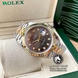 Đồng Hồ Rolex Datejust 41mm 126333 Rep 1:1 Chế Tác Vỏ Demi Bọc Vàng Mặt Xám Cọc Số Đính Đá Dây Kim Loại Jubilee