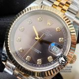 Đồng Hồ Rolex Datejust 41mm 126333 Rep 1:1 Chế Tác Vỏ Demi Bọc Vàng Mặt Xám Cọc Số Đính Đá Dây Kim Loại Jubilee