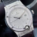 Đồng Hồ Hublot Classic Fusion 42mm Rep 1:1 Chế Tác Vỏ Và Mặt Số Độ Kim Cương Thiên Nhiên - Moissanite Pave 542.NX.9010.LR.1704