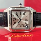 Đồng Hồ Cartier Santos Dumont WSSA0022 Rep 1:1 Chế Tác Vỏ Bạc Mặt Trắng Dây Da