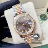 Đồng Hồ Rolex Datejust 31mm 278383rbr-0022 Rep 1:1 Chế Tác Vỏ Vàng Khối 18K Niềng Bezel Độ Kim Cươn Thiên Nhiên Mặt Xám Dây Kim Loại