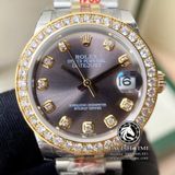 Đồng Hồ Rolex Datejust 31mm 278383rbr-0022 Rep 1:1 Chế Tác Vỏ Vàng Khối 18K Niềng Bezel Độ Kim Cươn Thiên Nhiên Mặt Xám Dây Kim Loại