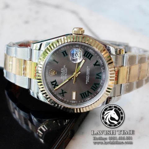 Đồng Hồ Rolex Datejust 41mm  126333-0019 Rep 1:1 Chế Tác Vỏ Demi Bọc Vàng Mặt Xám Cọc Số La Mã Dây Kim Loại Oyster