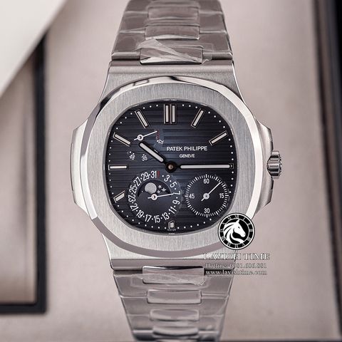 Đồng Hồ Patek Philippe Nautilus 5712/1A-001 Rep 1:1 Chế Tác Vỏ Bạc Mặt Xanh Dương Dây Kim Loại