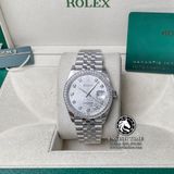 Đồng Hồ Rolex Datejust 36mm 116234-0087 Rep 1:1 Chế Tác Vỏ Bạc Viền Bezel Độ Kim Cương Thiên Nhiên - Moissanite Mặt Vi Tính Bạc Cọc Số Đính Đá Dây Kim Loại Jubilee