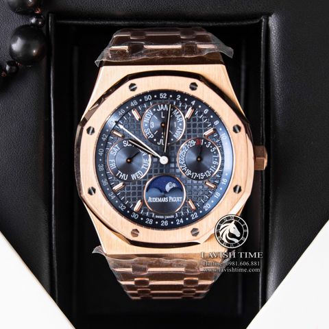 Đồng Hồ Audemars Piguet Royal Oak Perpetual Calendar 26574OR.OO.1220OR.02 Rep 1:1 Chế Tác Vỏ Vàng Hồng Mặt Xanh Dây Kim Loại