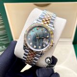 Đồng Hồ Rolex Datejust 36mm 126233 Rep 1:1 Chế Tác Vỏ Demi Bọc Vàng Mặt Xà Cừ Tím Cọc Số Đính Đá Dây Kim Loại Jubilee